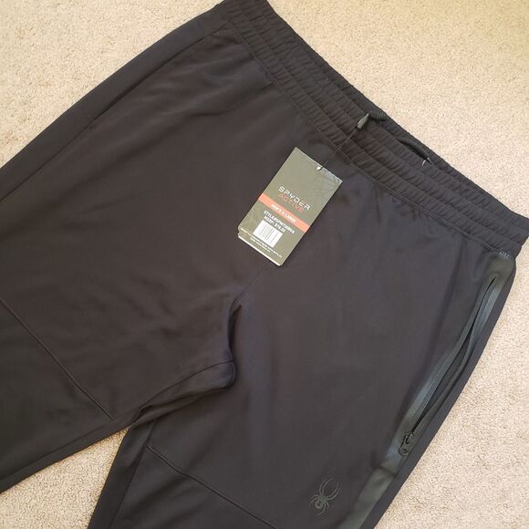 NWT Spyder Active ProWeb Men's XL Vlack Zip Pocket Polyester Jogger Sweatpants - Picture 2 of 9